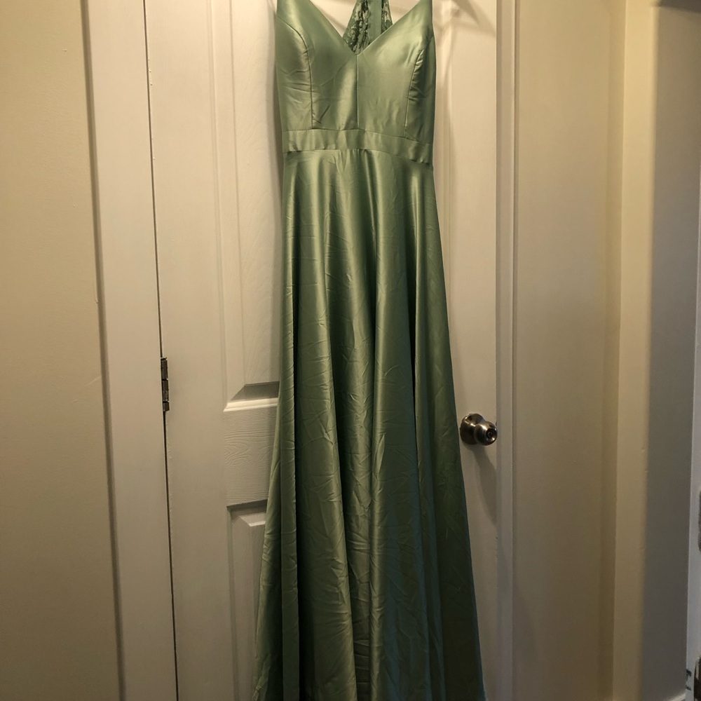 B Darlin Green Prom Dress with Elegant Silhouette